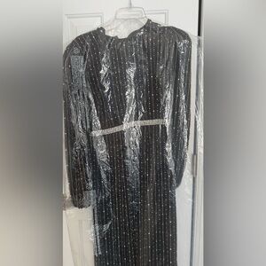 Mac Duggal Black Long Sleeve Beaded Gown